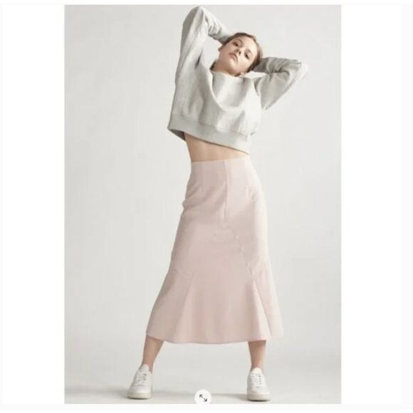 Thakoon Slip Skirt Womens 2 Pink High Waisted Midi Blush NEW - Picture 2 of 10